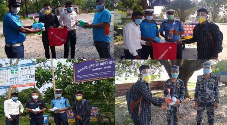 अखिल (क्रान्तिकारी)द्धारा ट्राफिक प्रहरी र प्रहरीलाई स्वास्थ्य सुरक्षाका सामग्री वितरण 