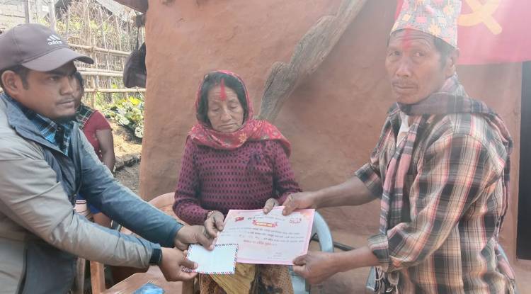 गुल्मीमा युवा संगठन नेपालद्धारा सहिद परिवारलाई सम्मान